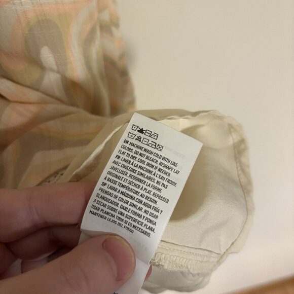 American Eagle Women L Peach Swirl Retro Groovy Flutter Sleeve Corset Mini Dress - Picture 9 of 11